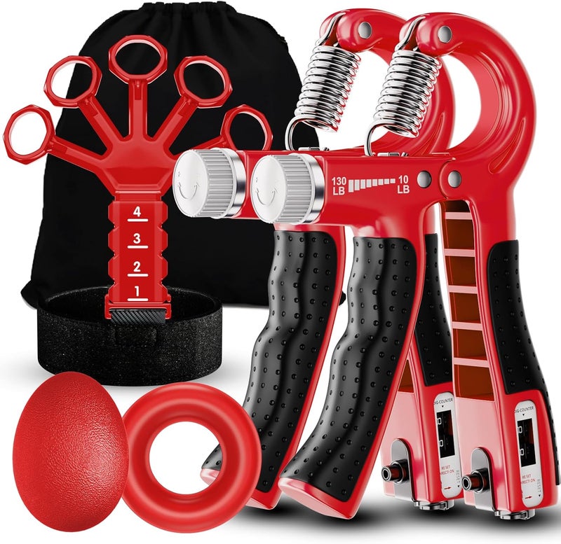 ACOTANT Grip Strength Trainer(5 Pack) with Finger Exerciser, Hand Grip Strengthener, Finger Stretcher,Grip Ring & Stress Relief Ball for Muscle Building and Injury Recover with Carry Bag - Image 1